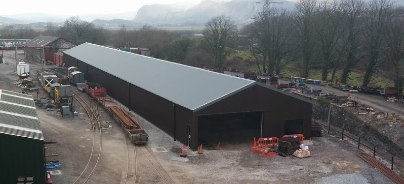 The new Waggon Tracks shed in Minffordd yard.