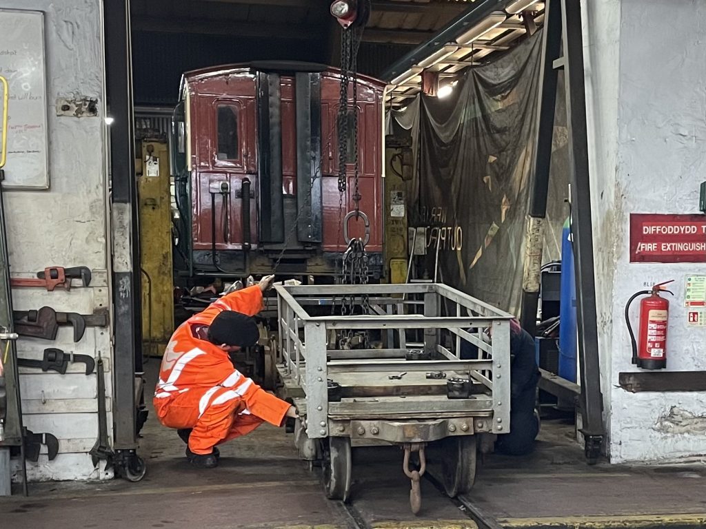 Rewheeling waggon at Boston Lodge